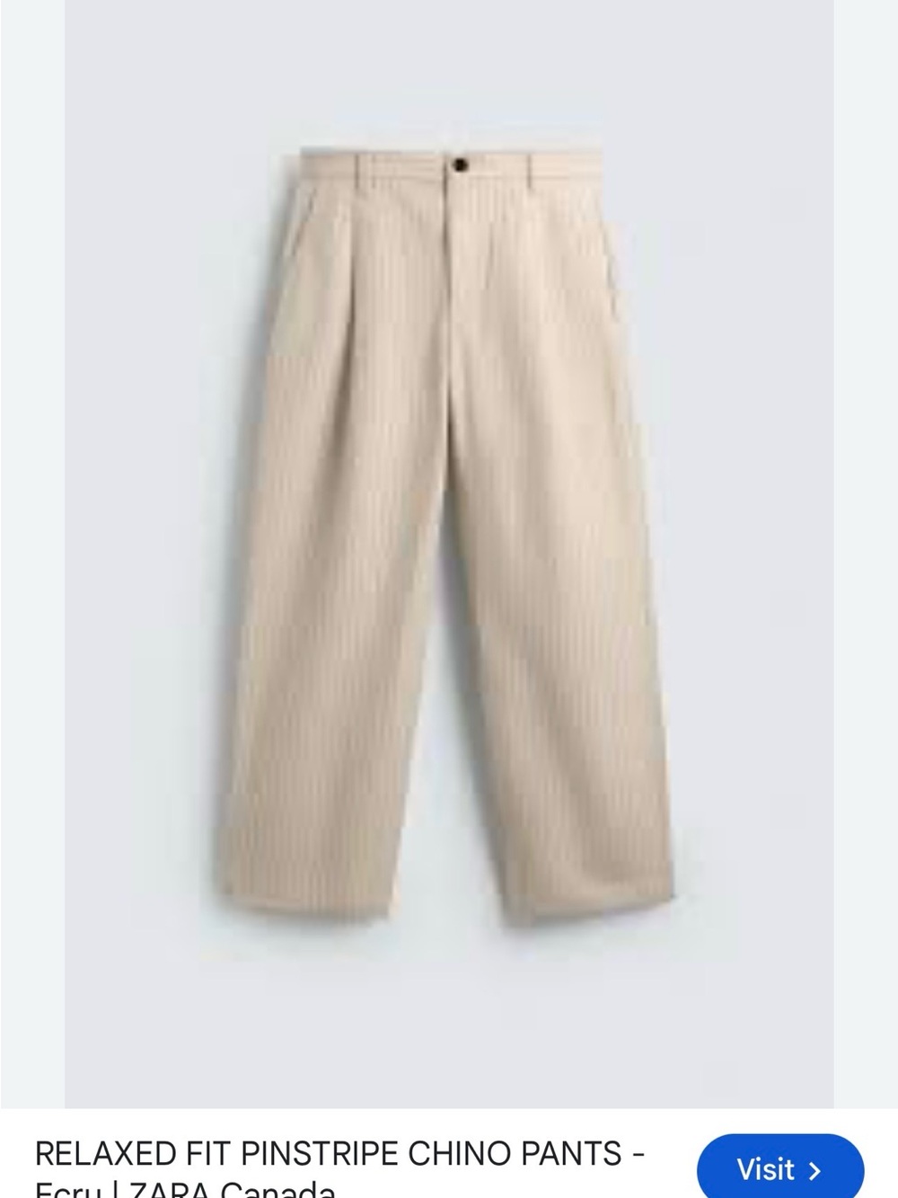 Zara Ecru Pinstripe Relaxed Chino Pants